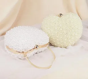 Luxe White/ivory Pearl Bag Evening  Day Clutch Wedding Party Bag