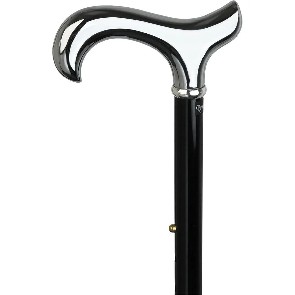 Luxury Chrome Derby Cane - Foldable, Adjustable Shaft