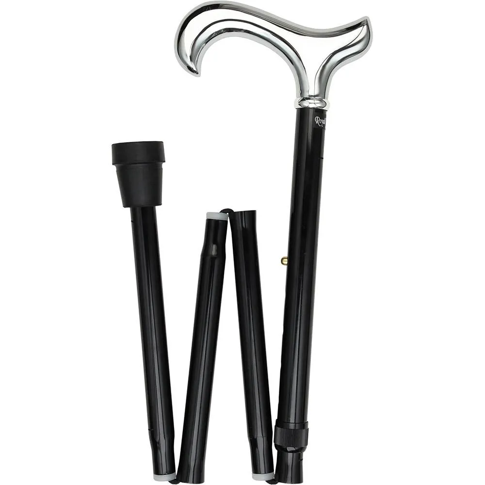 Luxury Chrome Derby Cane - Foldable, Adjustable Shaft