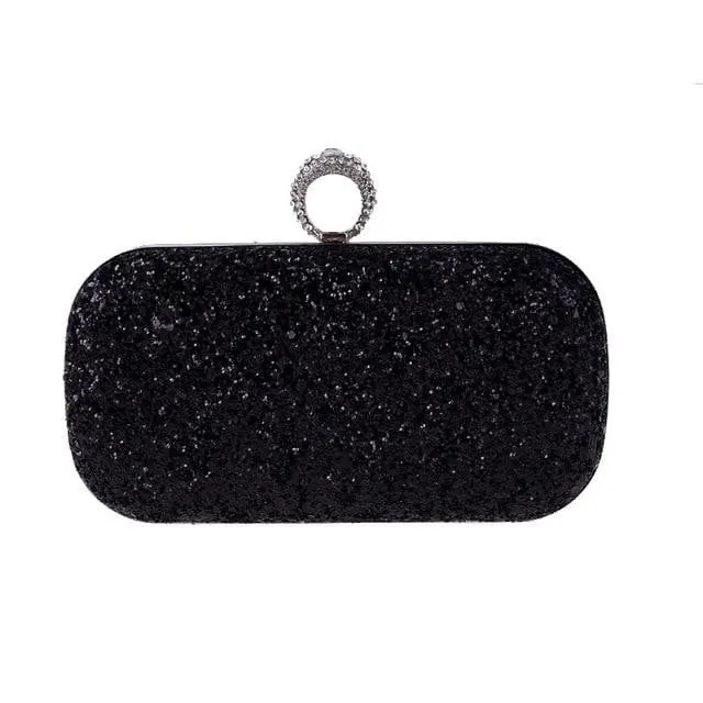 Luxy Moon Sequin Evenging Bag Finger Rings Wedding Clutch