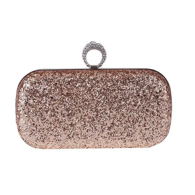 Luxy Moon Sequin Evenging Bag Finger Rings Wedding Clutch