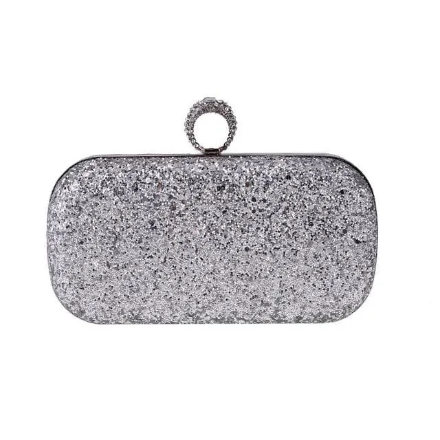 Luxy Moon Sequin Evenging Bag Finger Rings Wedding Clutch