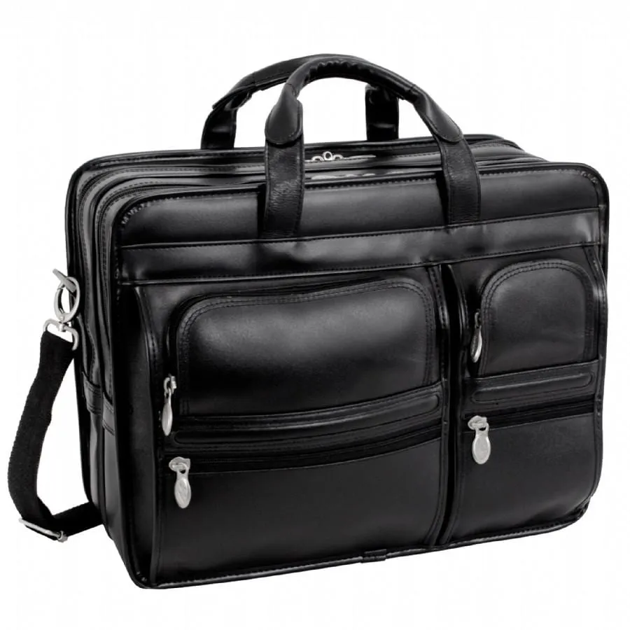 McKlein USA Clinton 17" Leather Patented Detachable Wheeled Laptop Briefcase