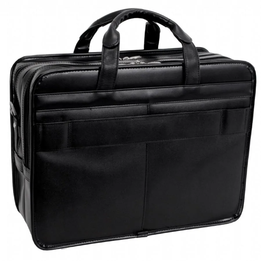 McKlein USA Clinton 17" Leather Patented Detachable Wheeled Laptop Briefcase