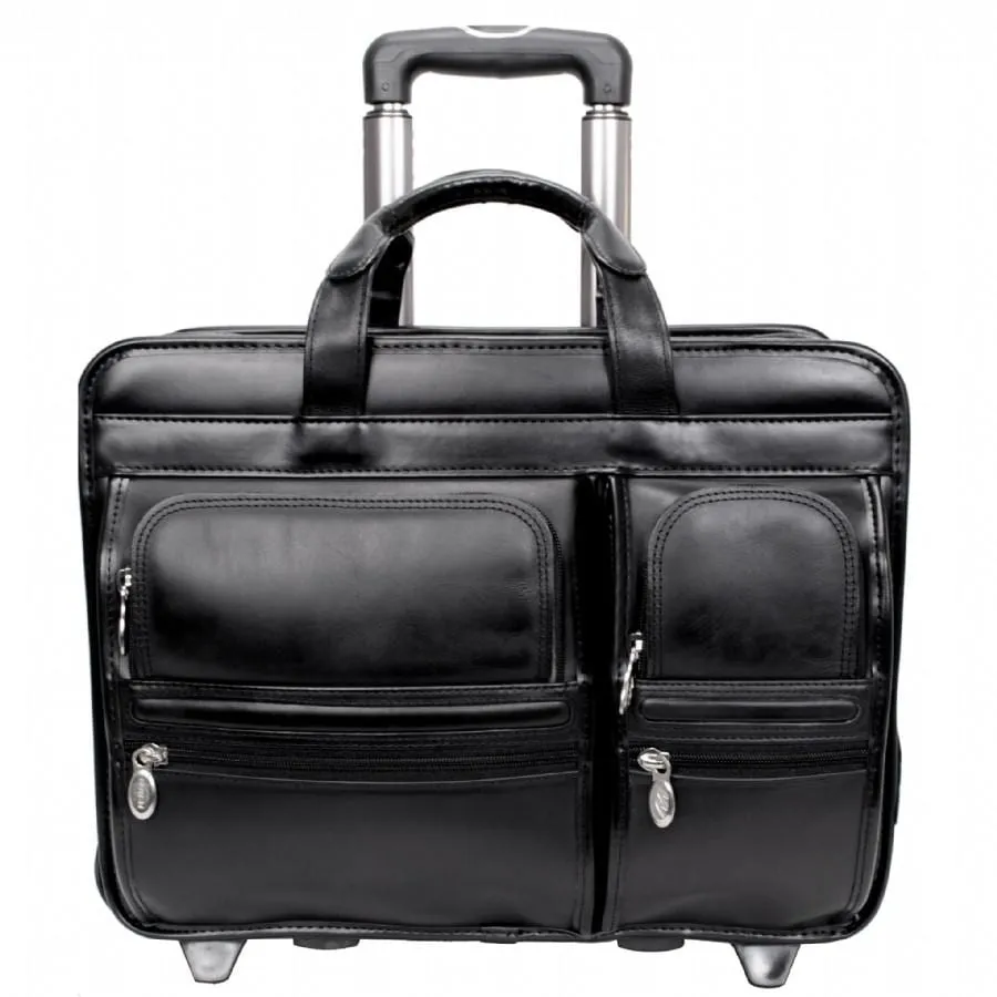 McKlein USA Clinton 17" Leather Patented Detachable Wheeled Laptop Briefcase