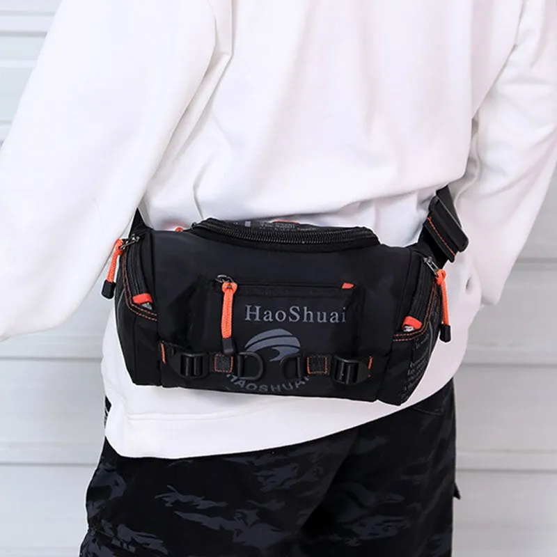 Men Waterproof Outdoor Headphone Plug Crossbody Bag Chest Sling