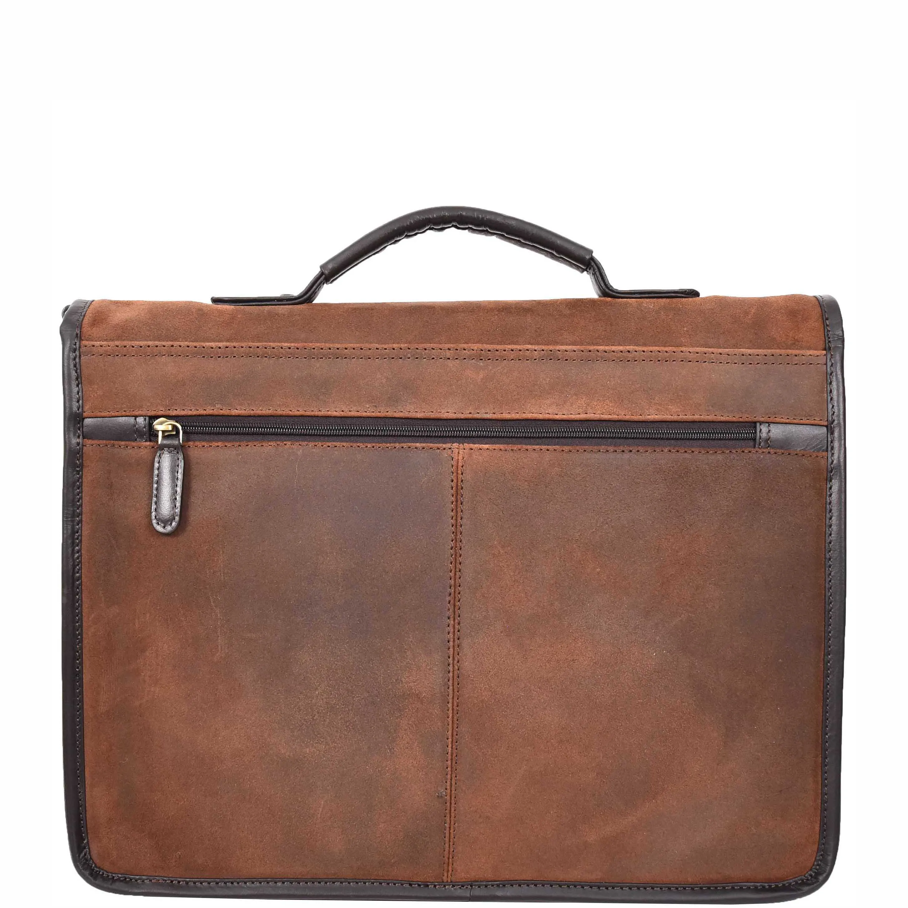 Mens Brown Leather Briefcase Vintage Style Distressed Texture Business Bag Ash