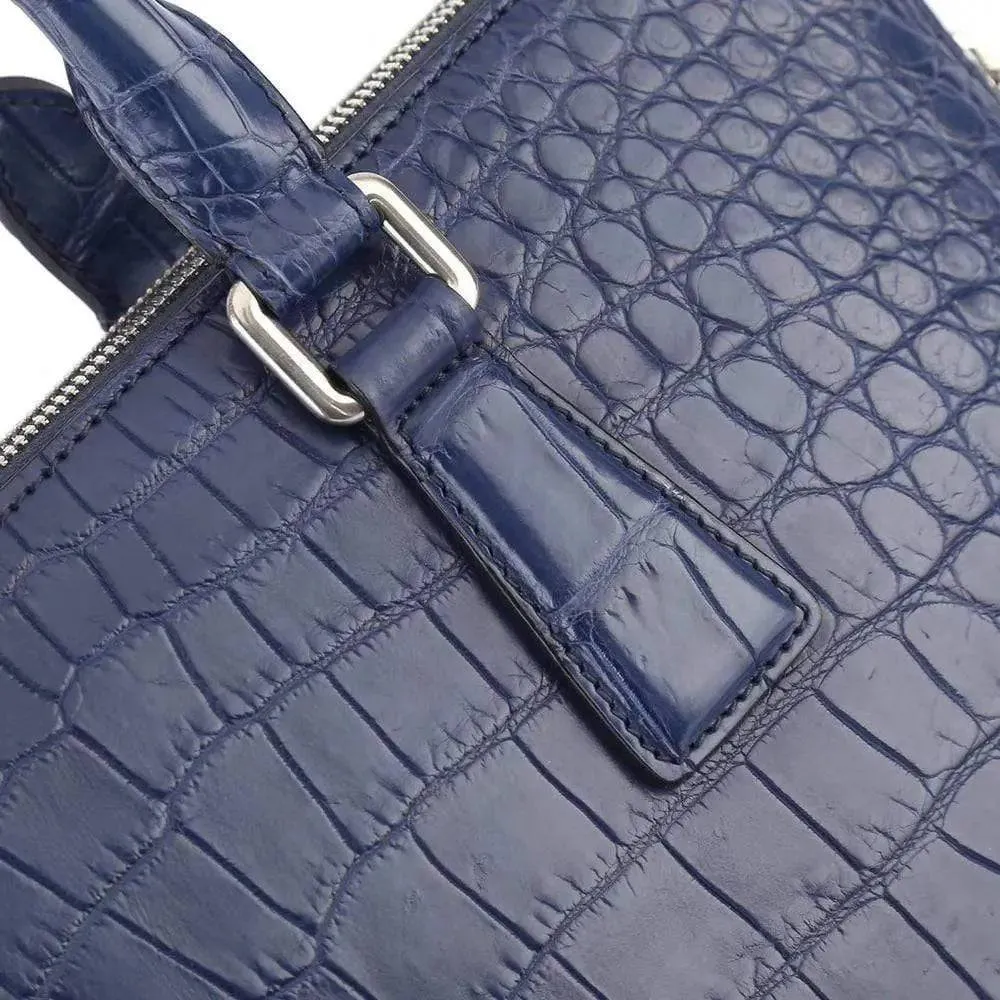 Men's Crocodile  Leather Laptop Bags Briefcase Blue