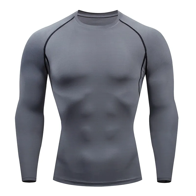 Mens Sport Top for Fitness T-shirt Bodybuilding Compression Shirt Gym Running Tight Rashguard Jogging Sweatshirt Dry Fit Clothes v2