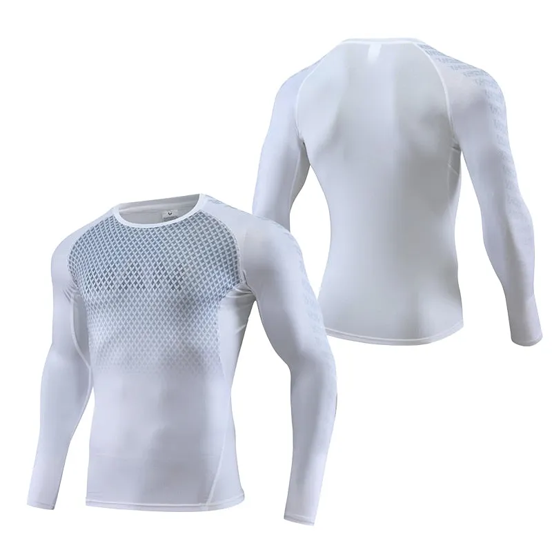 Mens Sport Top for Fitness T-shirt Bodybuilding Compression Shirt Gym Running Tight Rashguard Jogging Sweatshirt Dry Fit Clothes v2