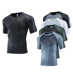 Mens Sport Top for Fitness T-shirt Bodybuilding Compression Shirt Gym Running Tight Rashguard Jogging Sweatshirt Dry Fit Clothes v2