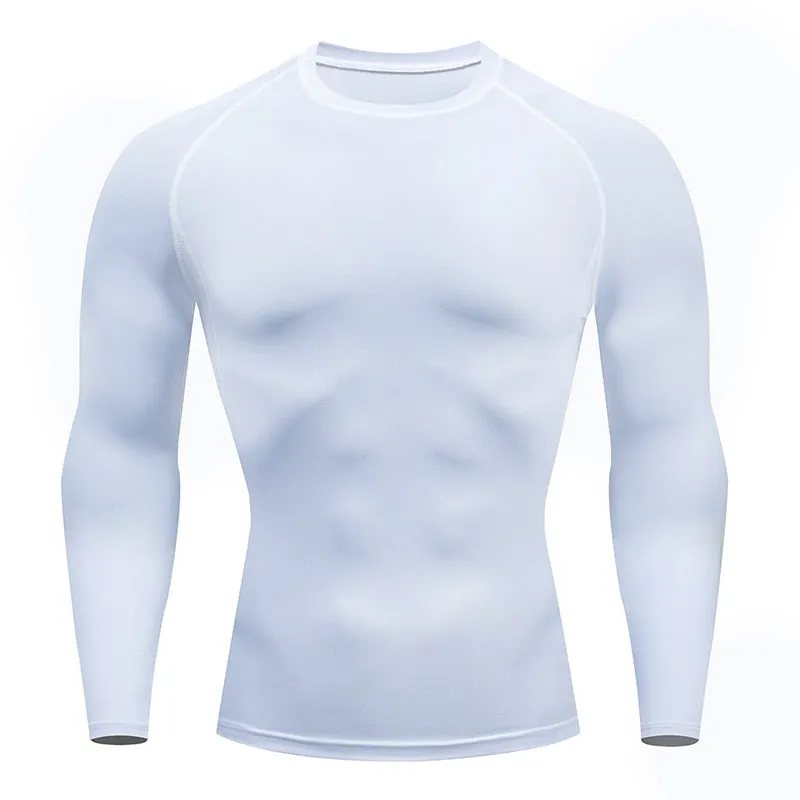 Mens Sport Top for Fitness T-shirt Bodybuilding Compression Shirt Gym Running Tight Rashguard Jogging Sweatshirt Dry Fit Clothes v2