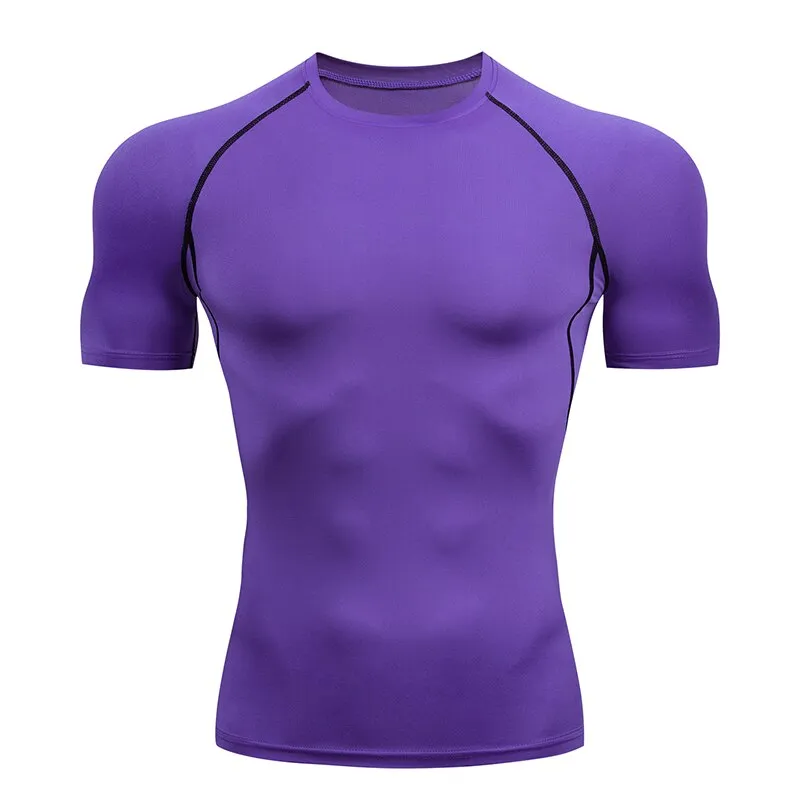 Mens Sport Top for Fitness T-shirt Bodybuilding Compression Shirt Gym Running Tight Rashguard Jogging Sweatshirt Dry Fit Clothes v2