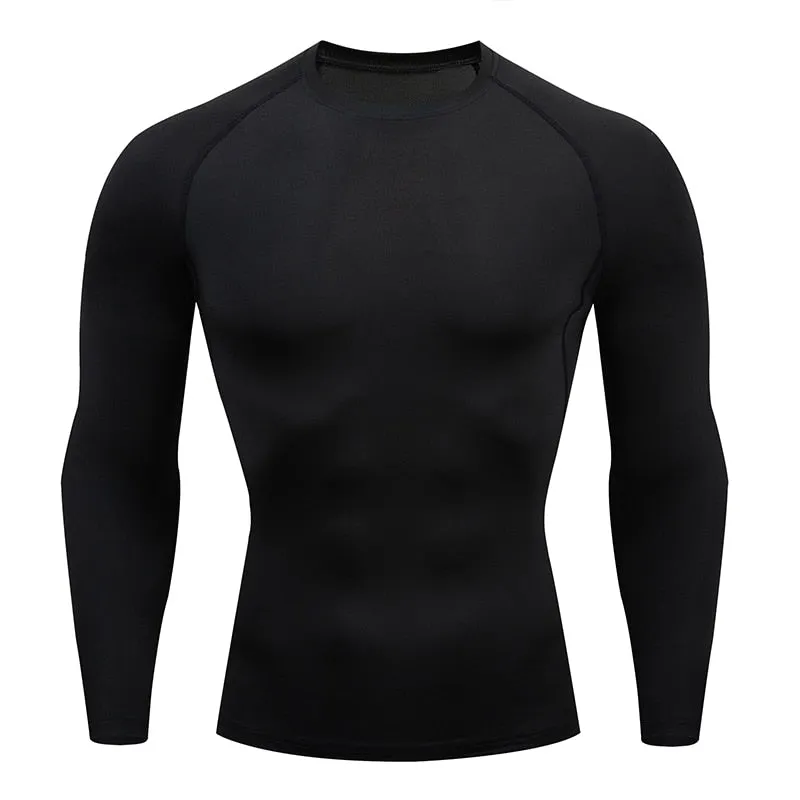 Mens Sport Top for Fitness T-shirt Bodybuilding Compression Shirt Gym Running Tight Rashguard Jogging Sweatshirt Dry Fit Clothes v2