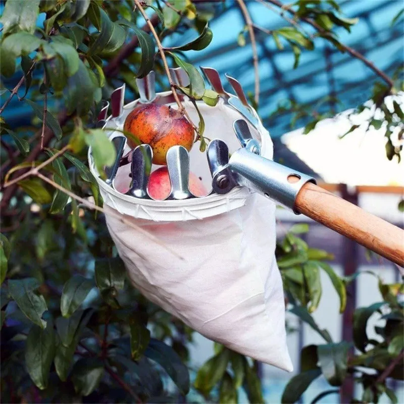 Metal Fruit Picker Head With Bag Garden Tools