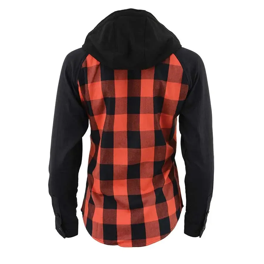 Milwaukee Leather Women's Armoured Plaid Hooded Shirt