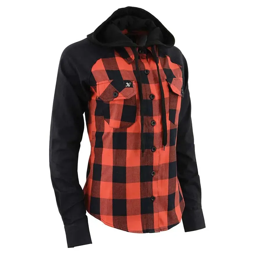 Milwaukee Leather Women's Armoured Plaid Hooded Shirt