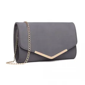 Miss Lulu Leather Look Envelope Clutch Bag - Grey | Sleek, Compact & Versatile Design