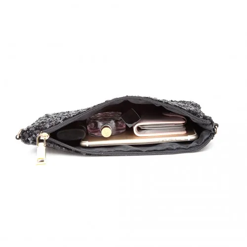 Miss Lulu Sequins Clutch Evening Bag - Black | Elegant & Stylish Clutch for Special Occasions