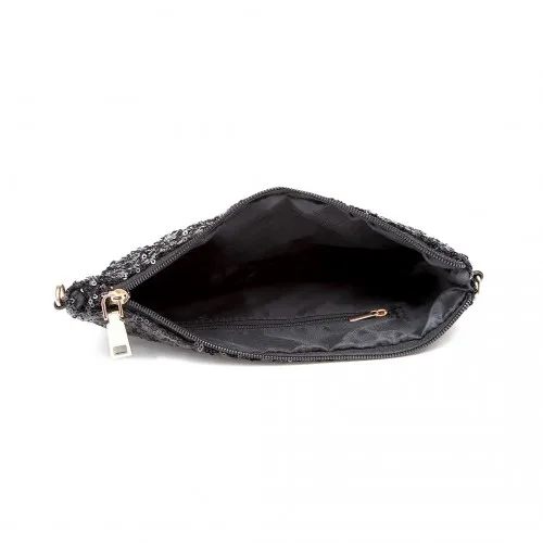 Miss Lulu Sequins Clutch Evening Bag - Black | Elegant & Stylish Clutch for Special Occasions