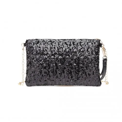 Miss Lulu Sequins Clutch Evening Bag - Black | Elegant & Stylish Clutch for Special Occasions