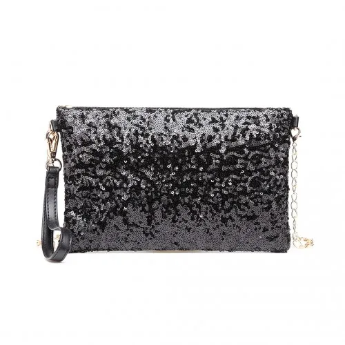 Miss Lulu Sequins Clutch Evening Bag - Black | Elegant & Stylish Clutch for Special Occasions