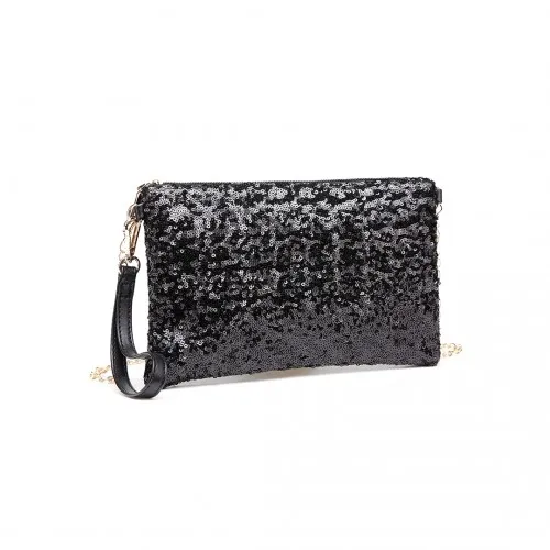 Miss Lulu Sequins Clutch Evening Bag - Black | Elegant & Stylish Clutch for Special Occasions