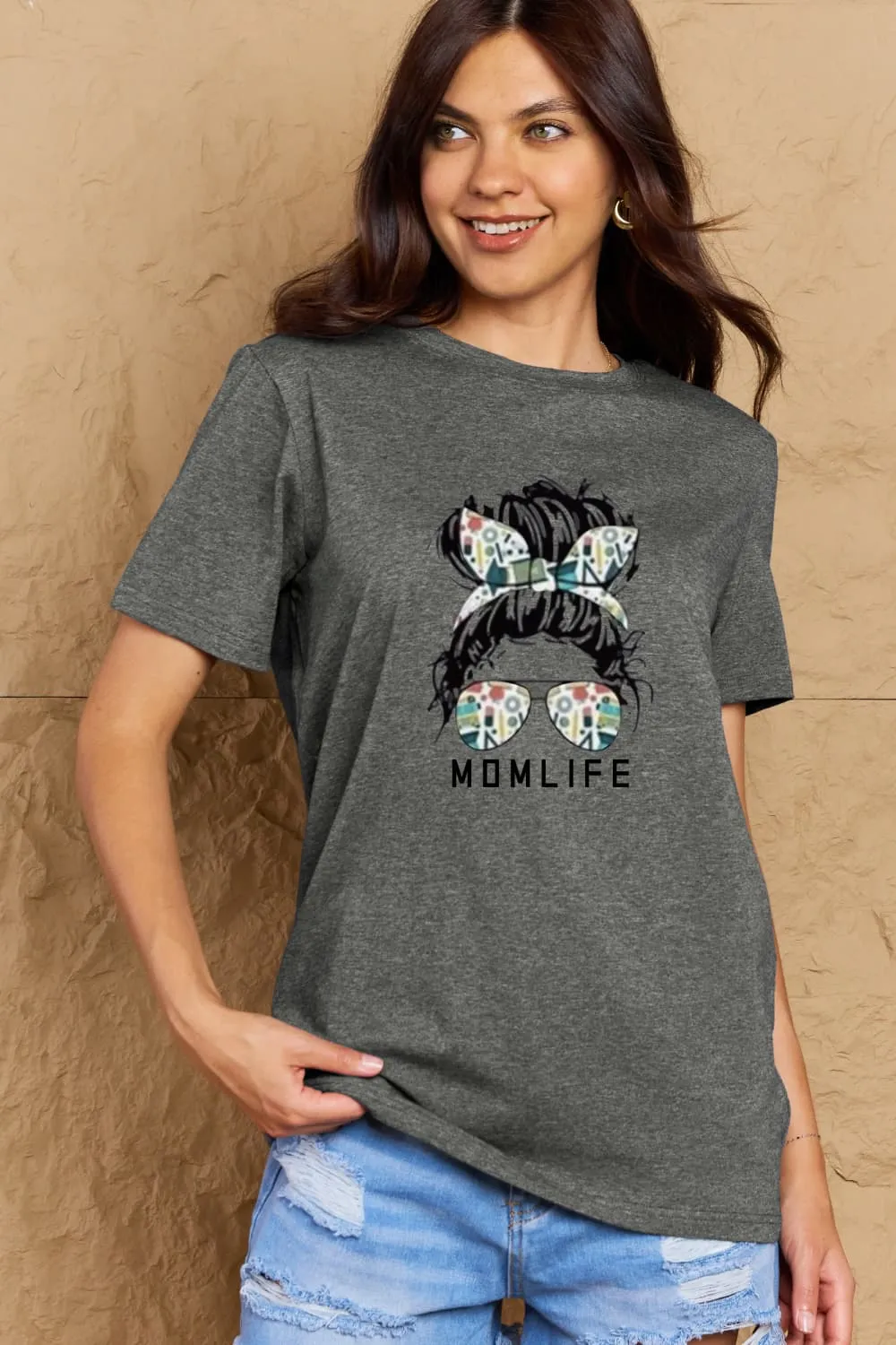 MOM LIFE Graphic Cotton T-Shirt