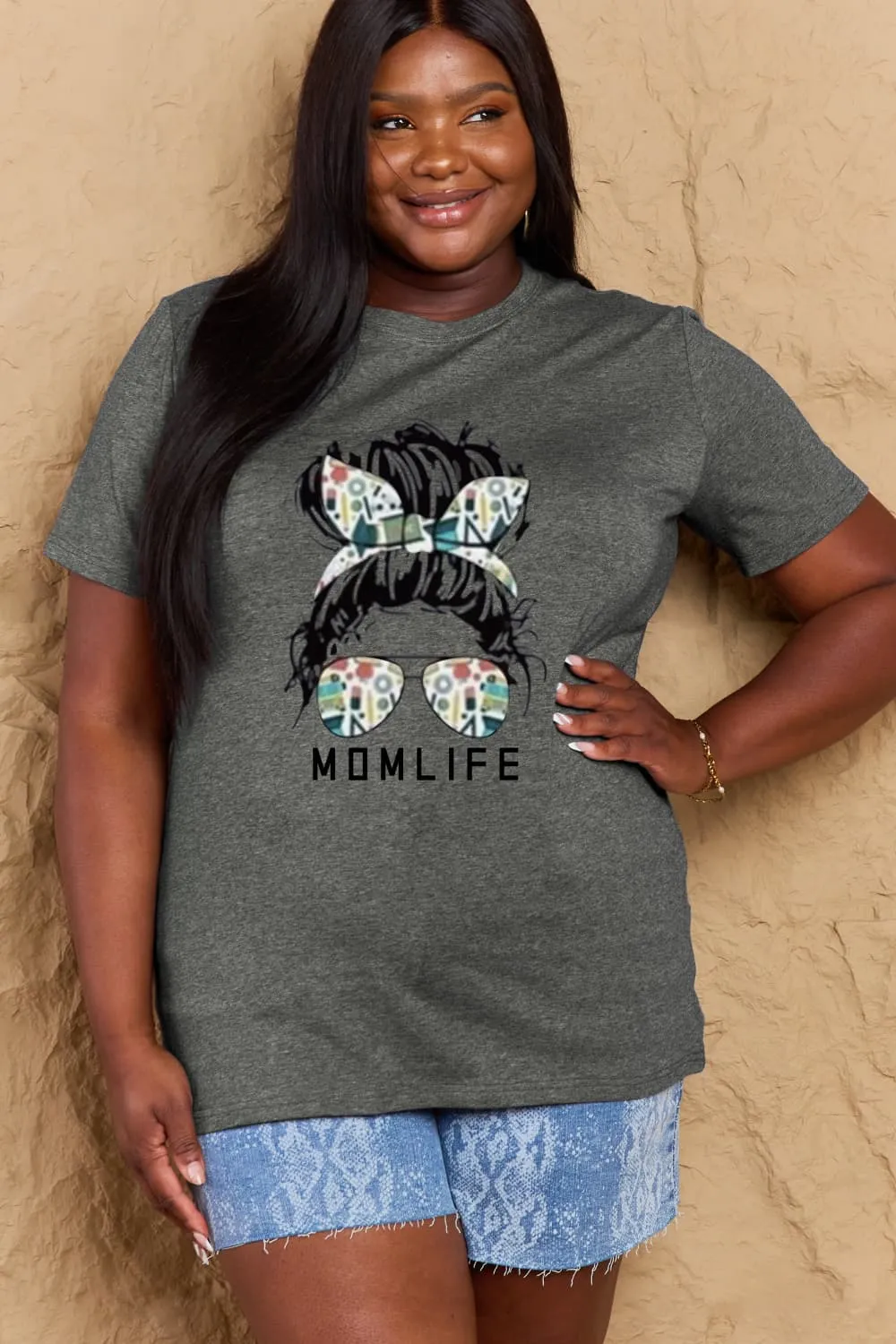 MOM LIFE Graphic Cotton T-Shirt