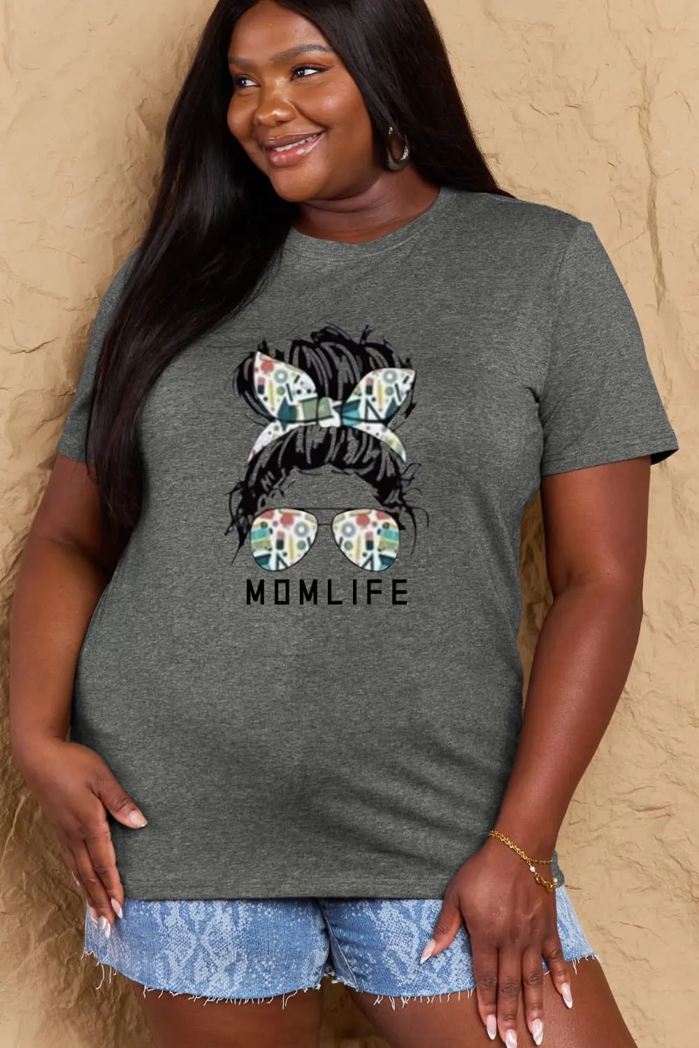 MOM LIFE Graphic Cotton T-Shirt