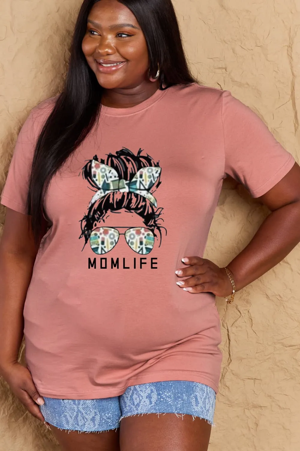 MOM LIFE Graphic Cotton T-Shirt