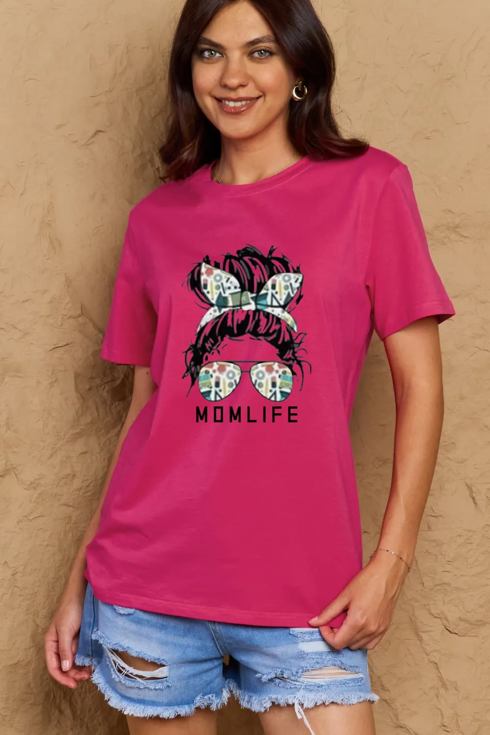 MOM LIFE Graphic Cotton T-Shirt