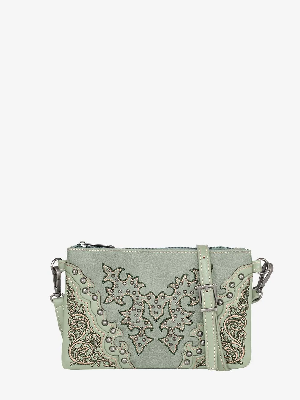 Montana West Boot Scroll Embroidered Crossbody Clutch