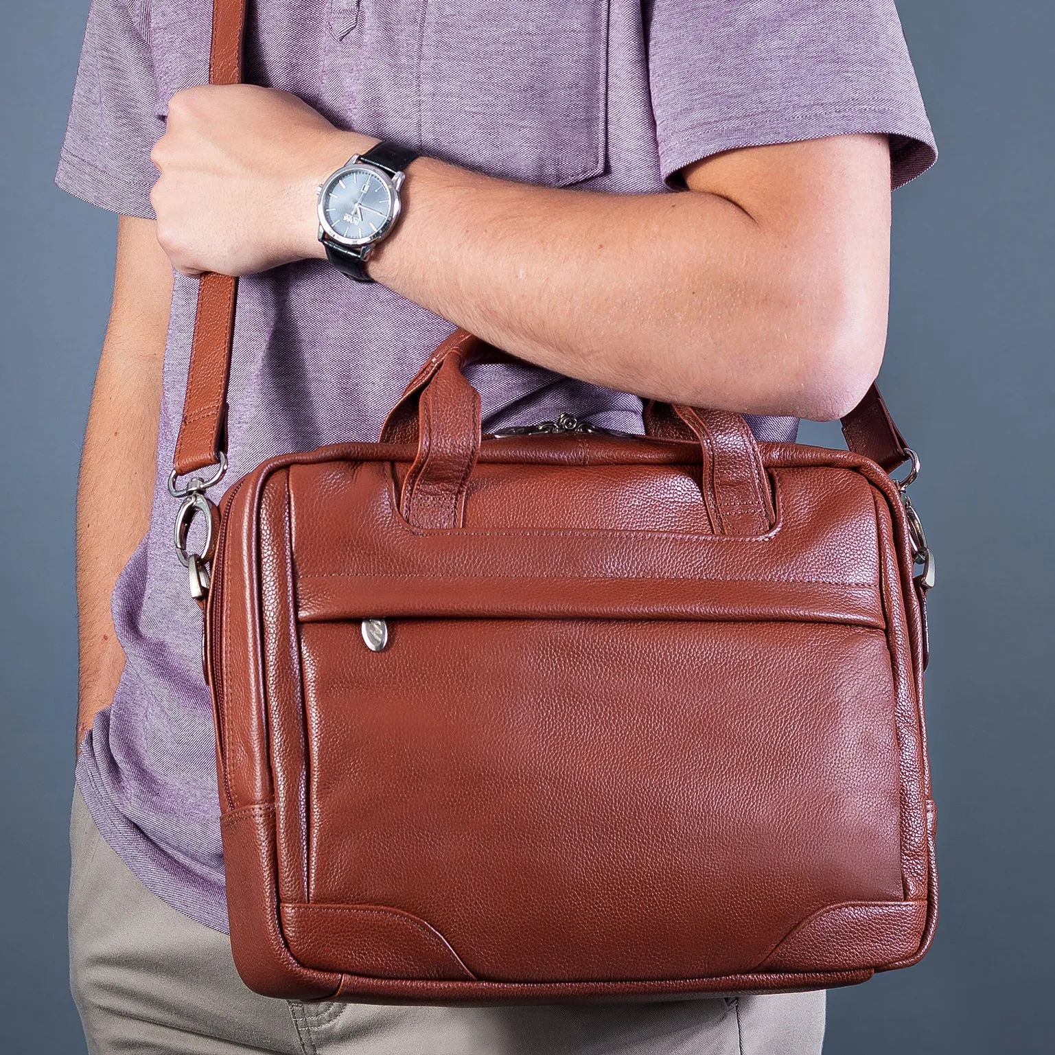 MONTCLARE | 13" Leather Laptop & Tablet Briefcase