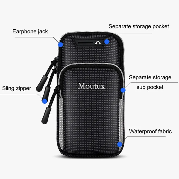 Moutux Outdoor Running Cell Phone Arm Bag Unisex Waterproof Sport Armband(Black)