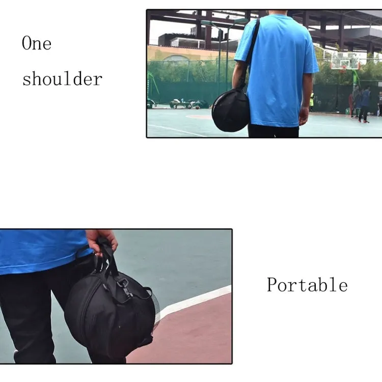 One-shoulder Two-way Opening Zipper Basketball Volleyball Football Bag Sports Ball Bag(Black)