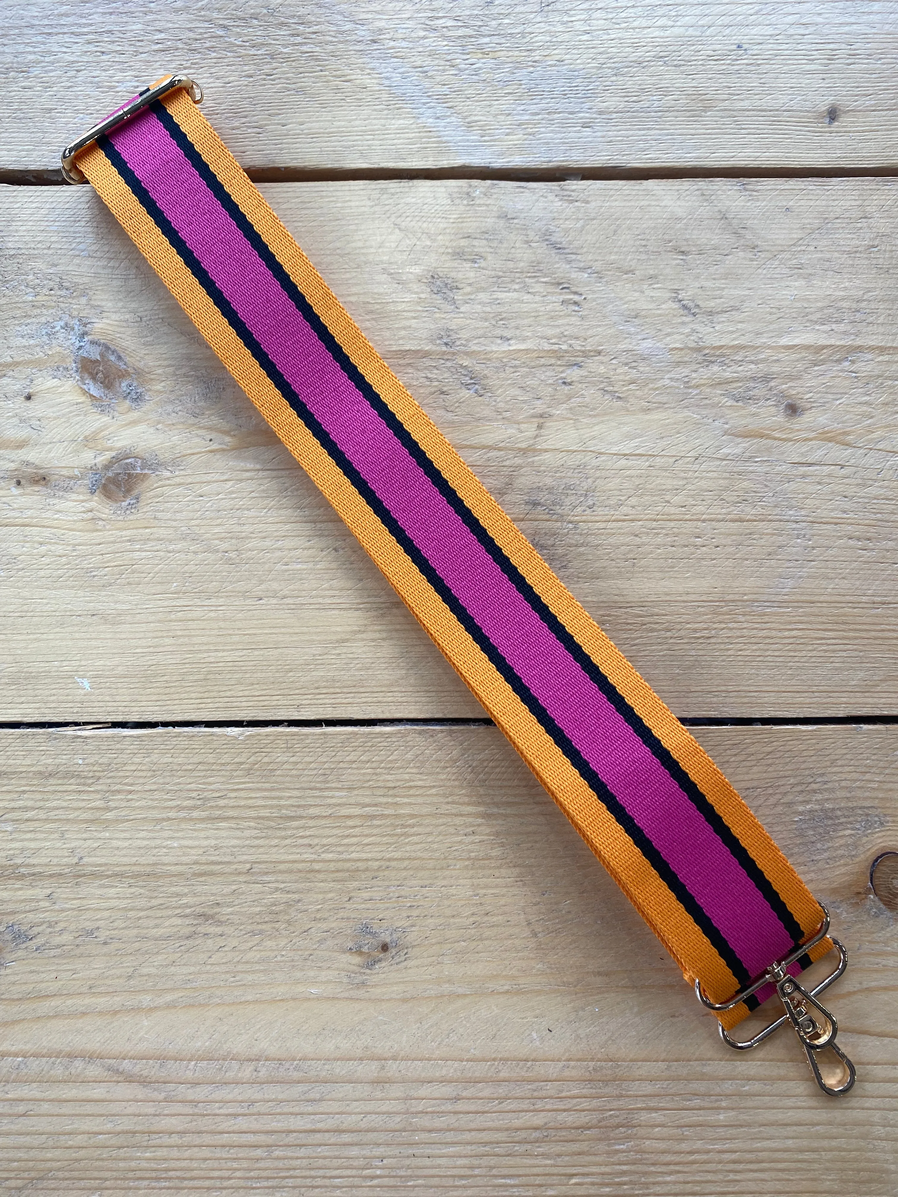 Orange, Black & Fuchsia Stripe Bag Strap