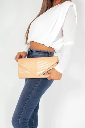 Paisley Nude Patent Envelope Clutch