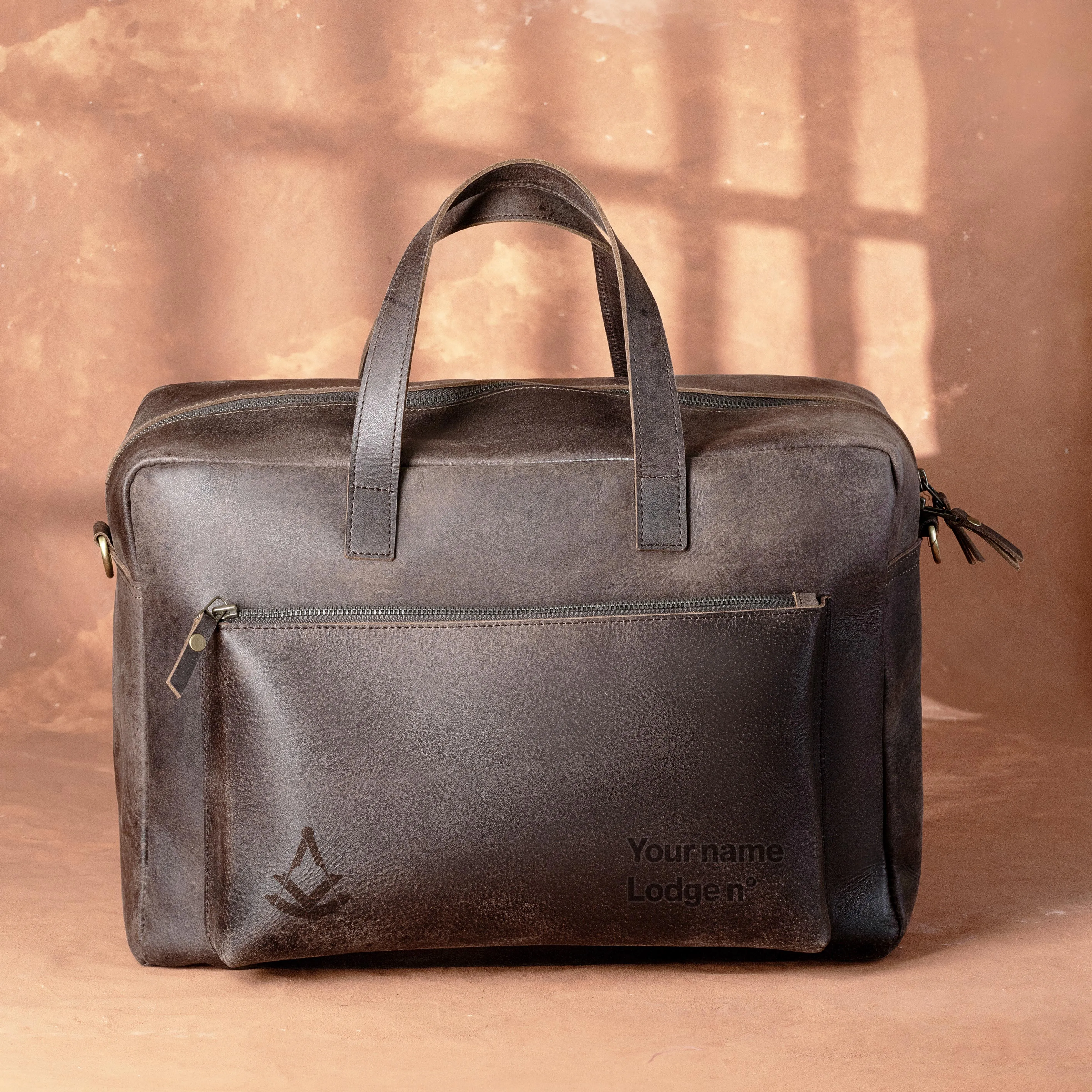 Past Master Blue Lodge Briefcase - Dark Brown Cow Leather