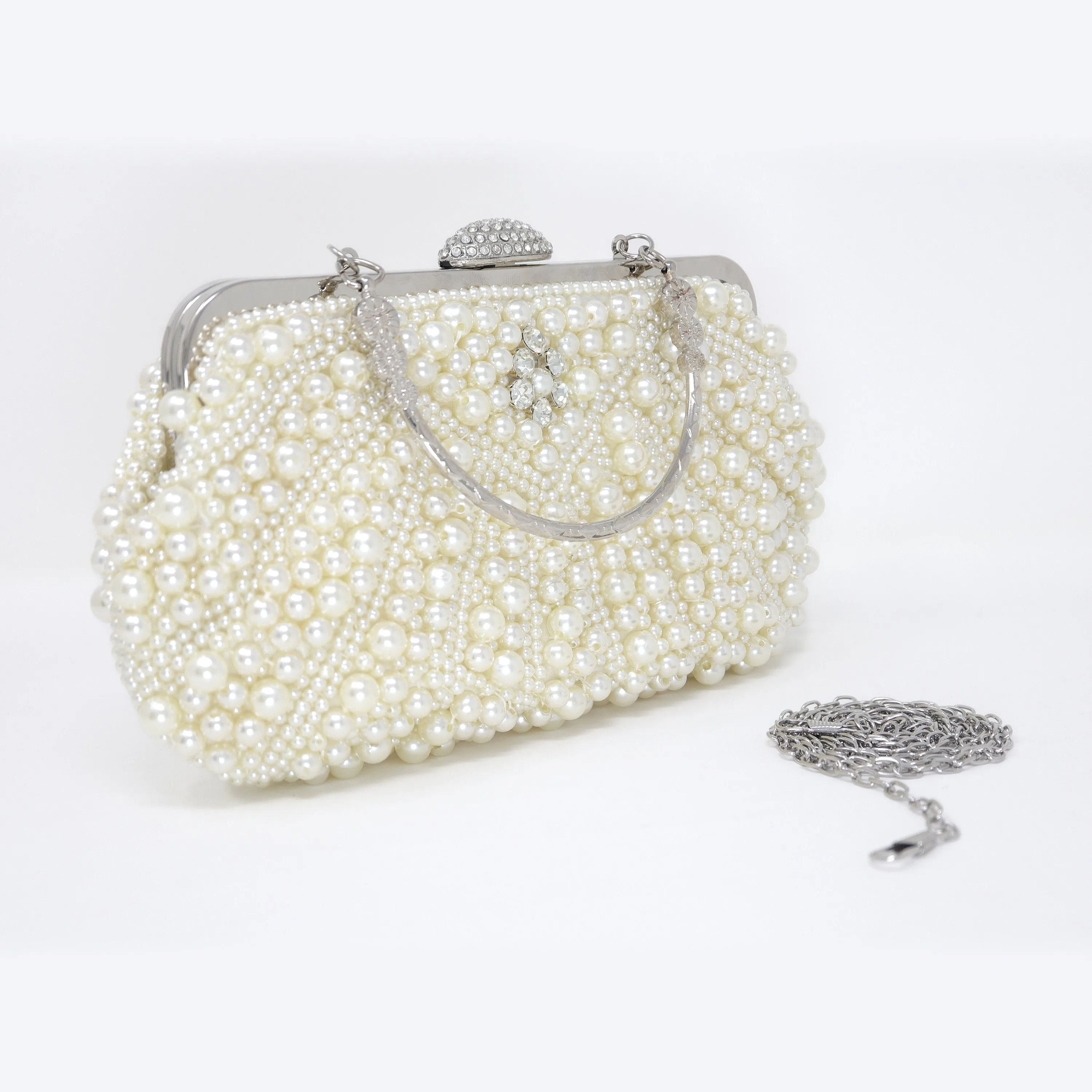 Pearl Floral Rhinestones Wedding Bag, Statement Bag, Evening Clutch, Wedding Clutch, Bridal Clutch, Bridal Cross body bag.