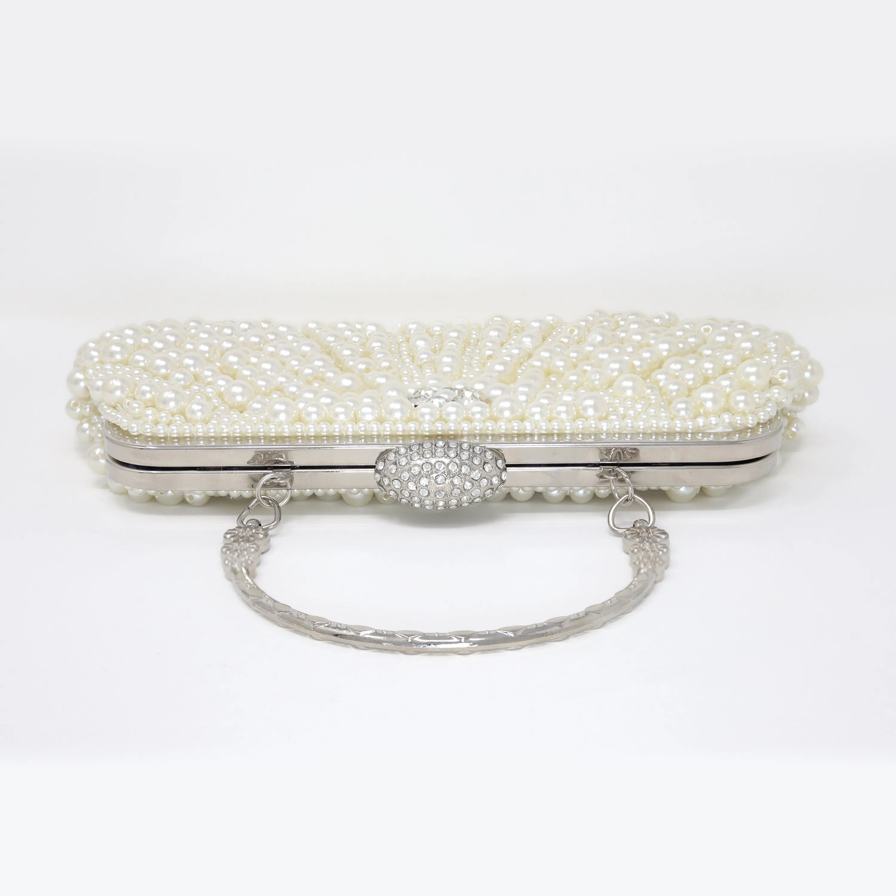 Pearl Floral Rhinestones Wedding Bag, Statement Bag, Evening Clutch, Wedding Clutch, Bridal Clutch, Bridal Cross body bag.