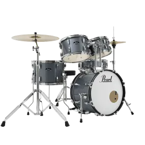 Pearl ROADSHOW CHARCOAL METALLIC 5 Pc Drum Kit (18" kick) w/ Hardware Throne Cymbals (Only 14HH 16C)