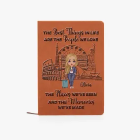 Personalised PU Leather Journal Notebook, Travel Journal, The Best Things, Blonde Hair