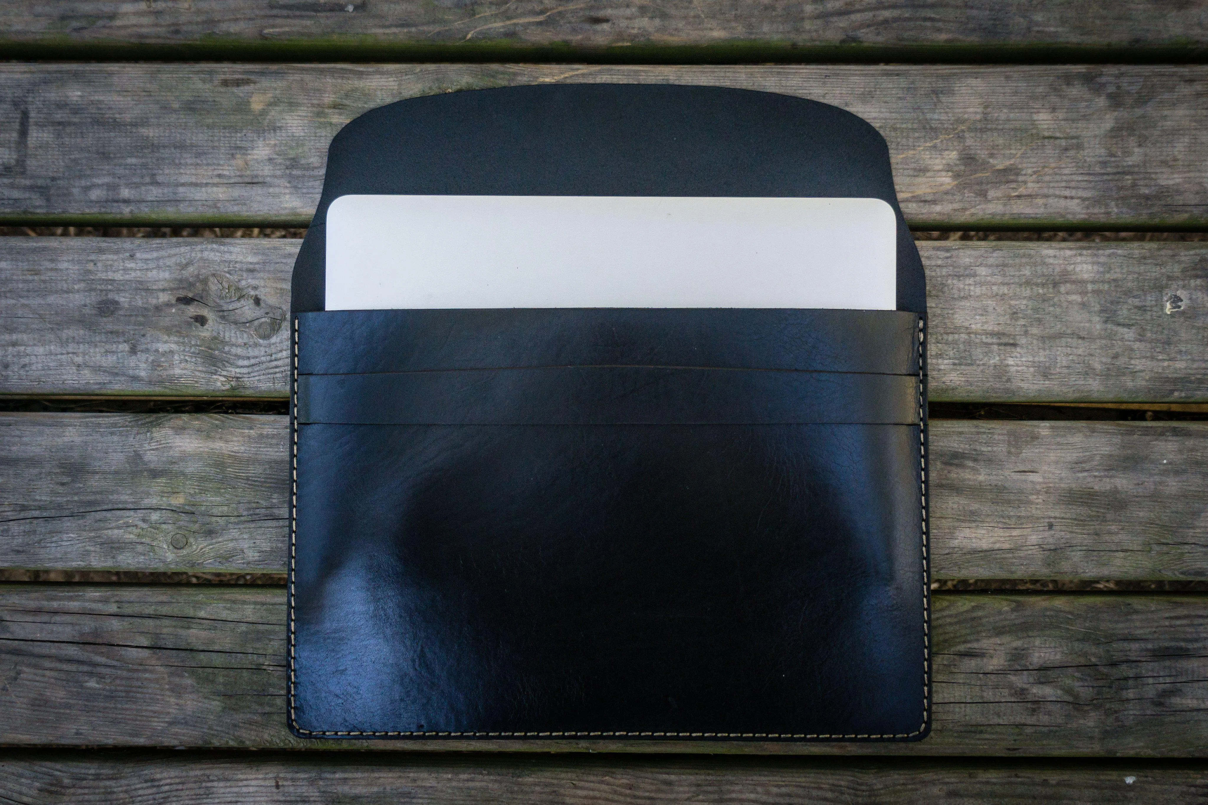 Personalized Leather MacBook Sleeves - Black