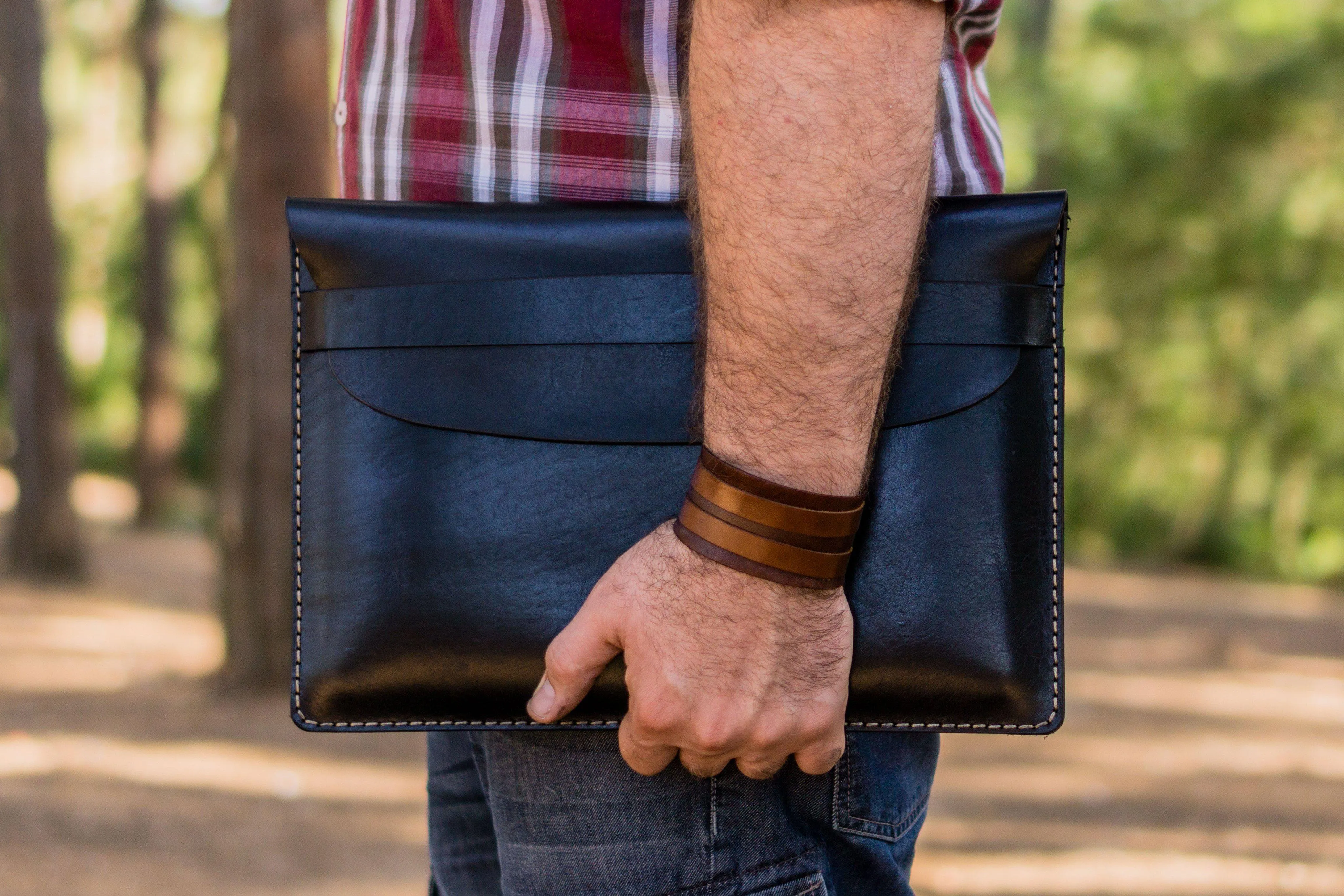 Personalized Leather MacBook Sleeves - Black