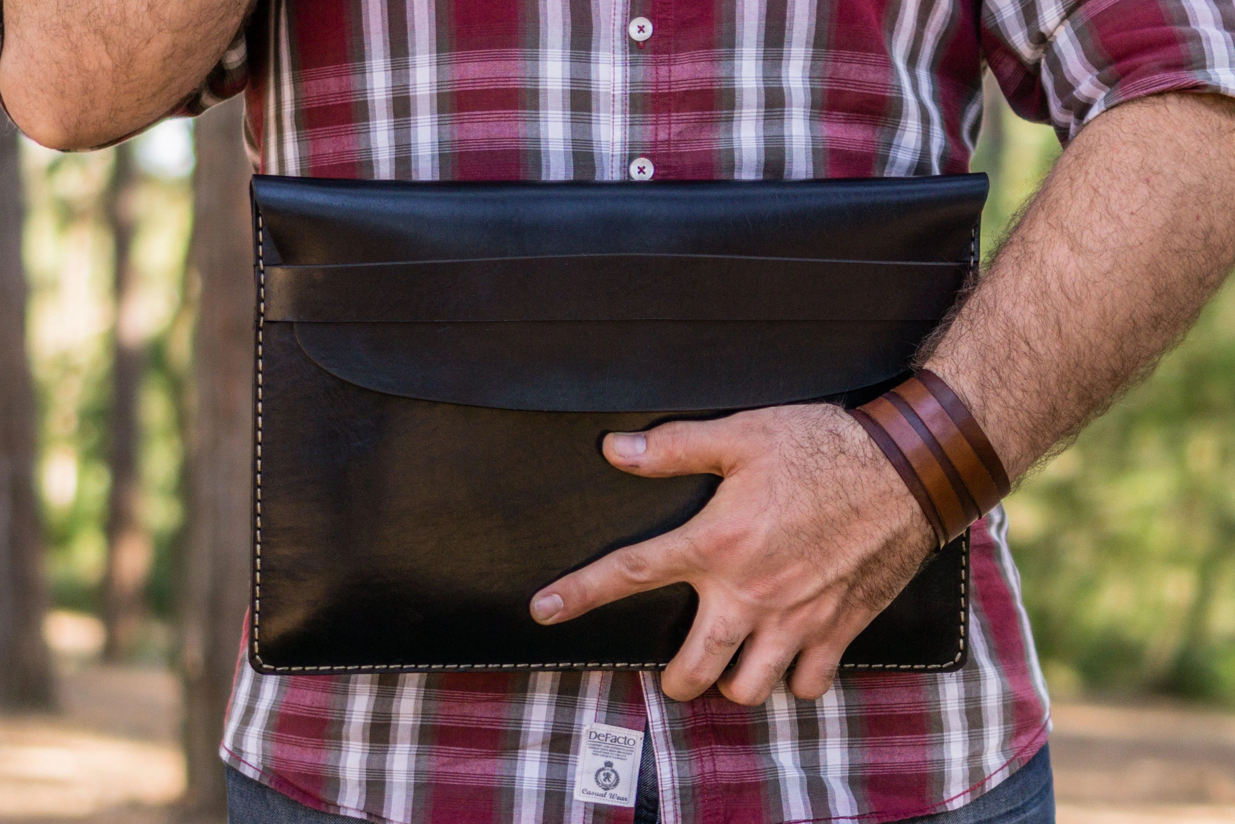 Personalized Leather MacBook Sleeves - Black