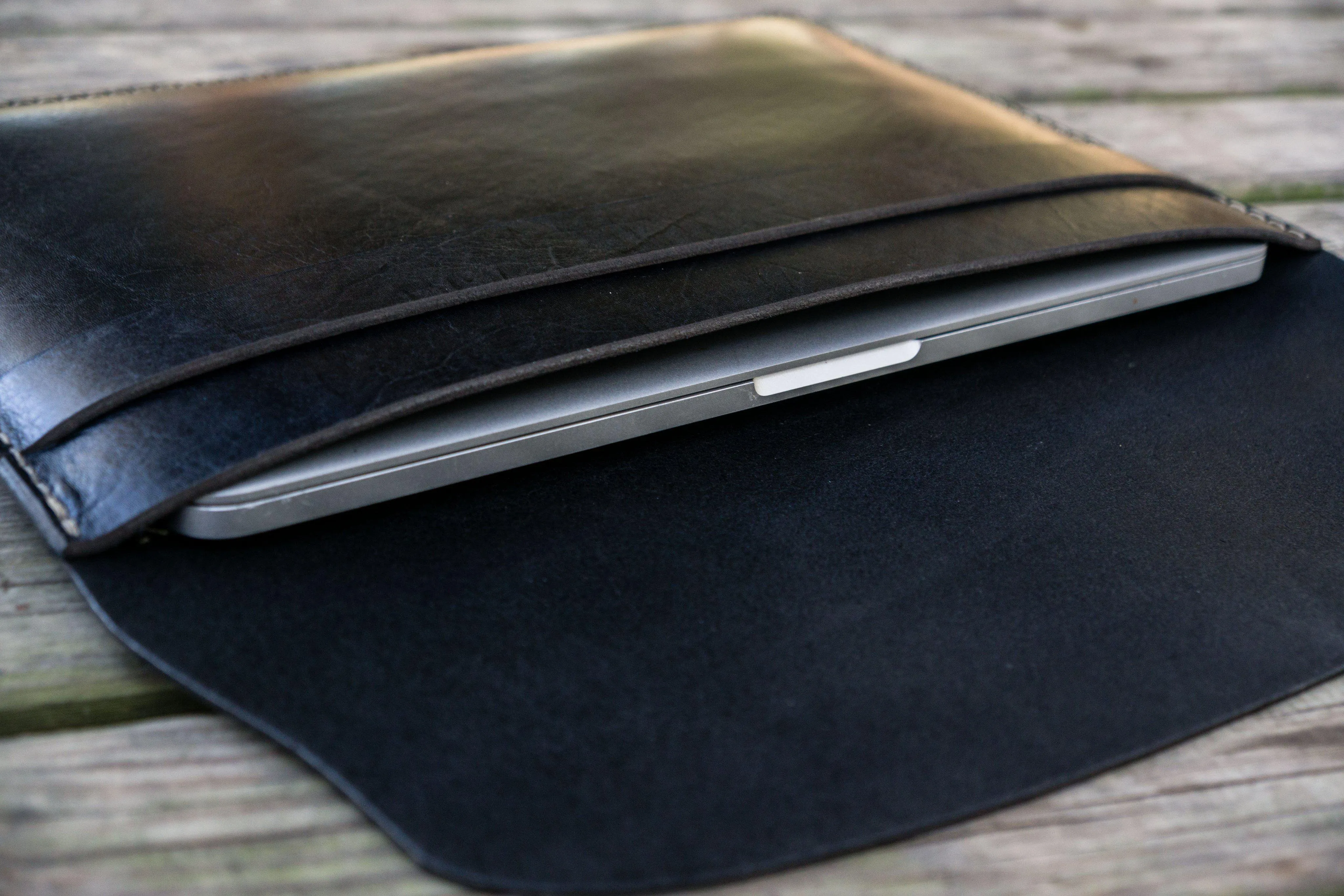 Personalized Leather MacBook Sleeves - Black