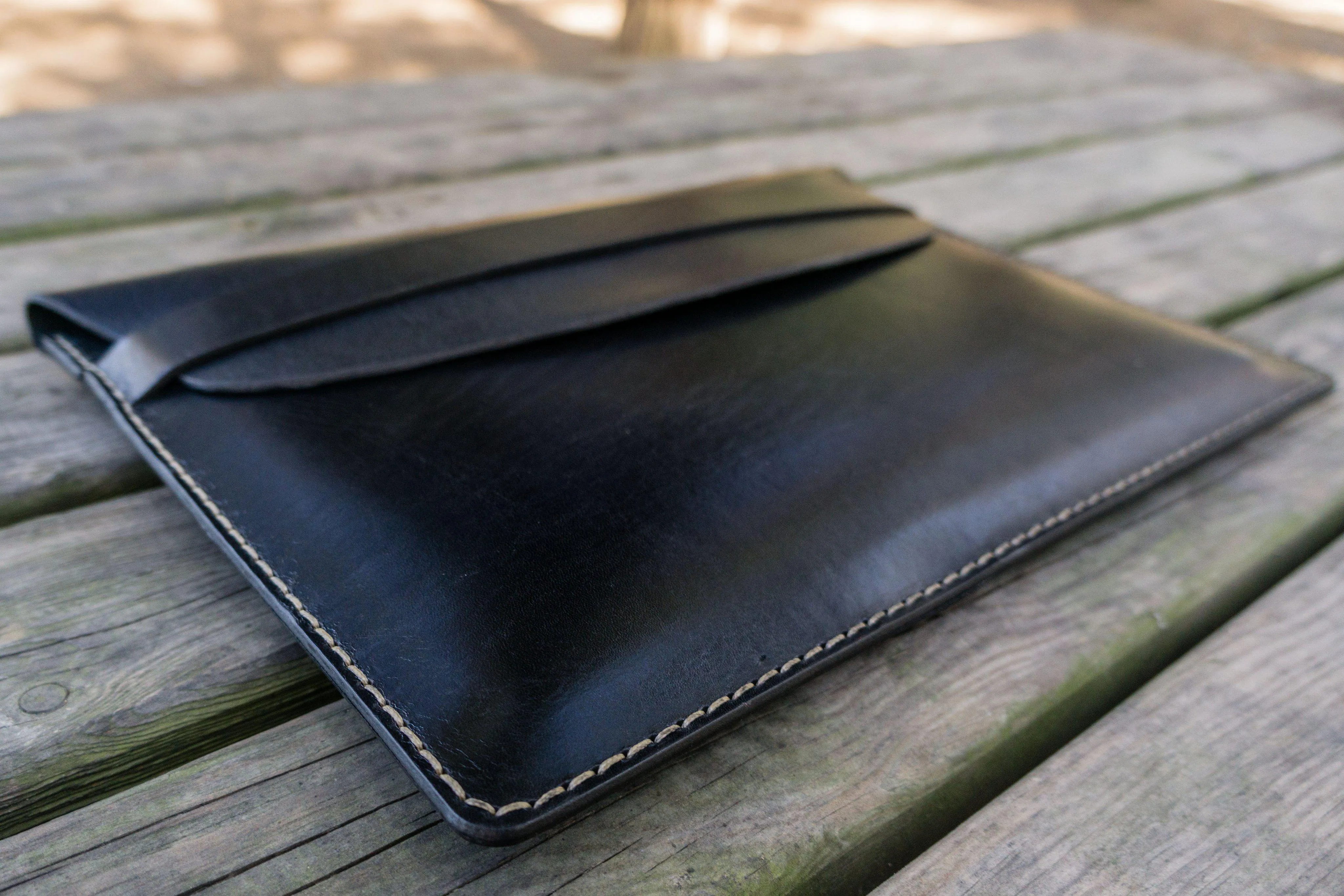 Personalized Leather MacBook Sleeves - Black