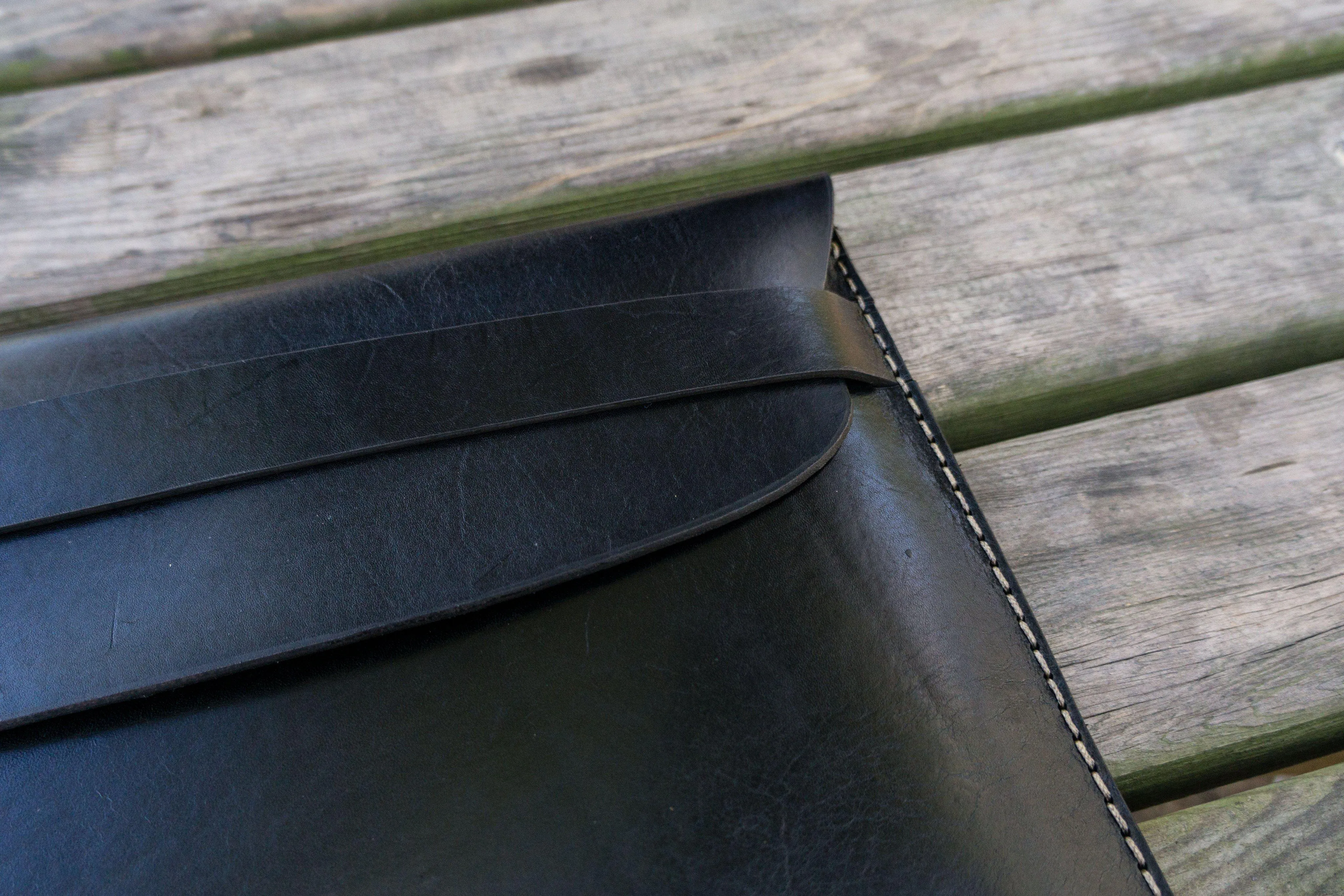 Personalized Leather MacBook Sleeves - Black