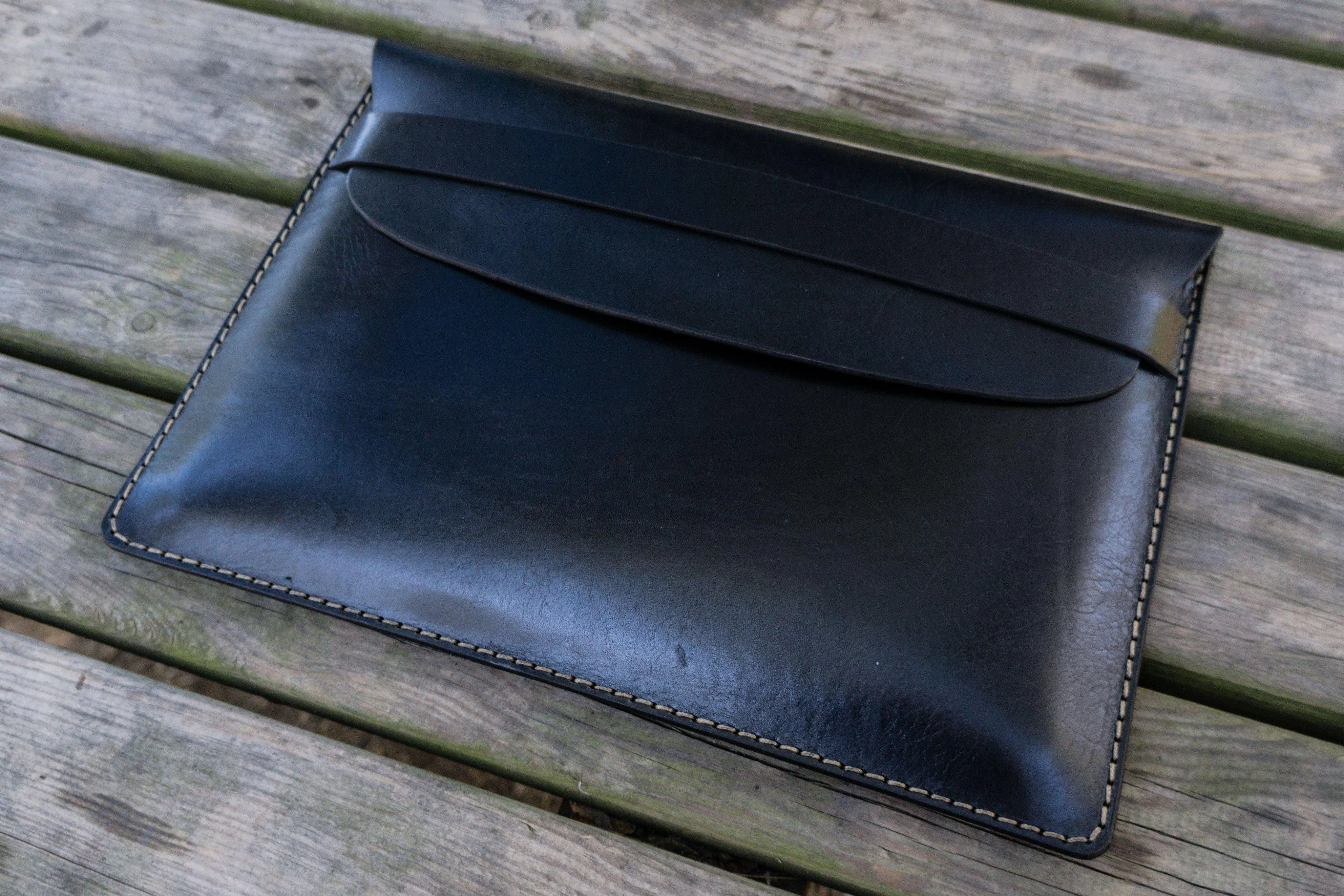 Personalized Leather MacBook Sleeves - Black